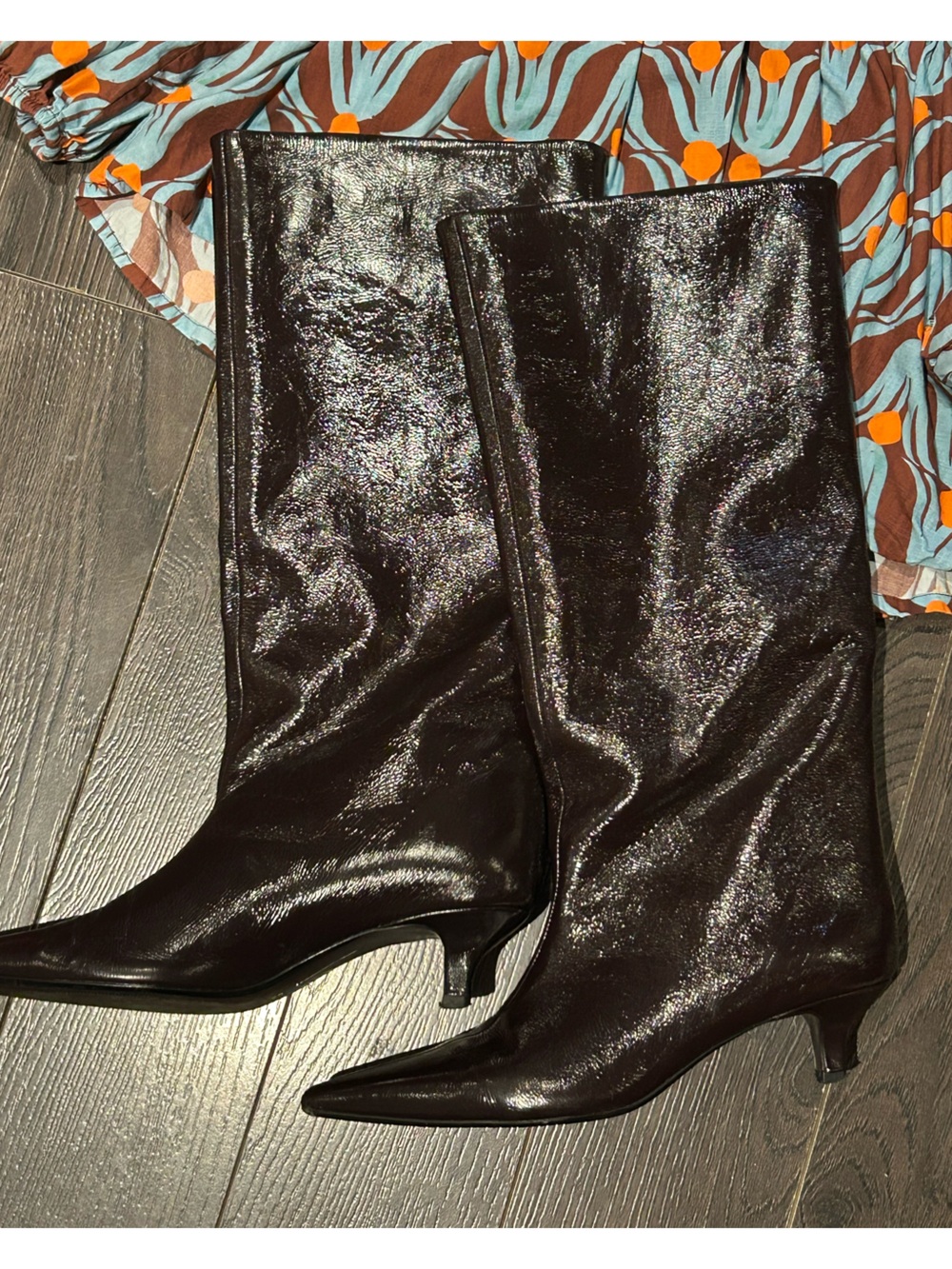 Zara Brown Glossy Boots 38